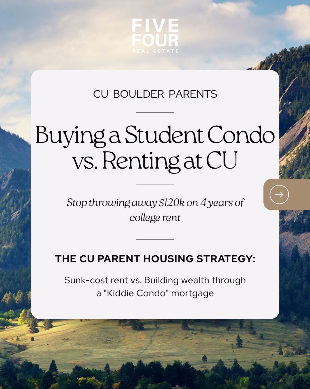 Laura discusses buying a student condo versus renting for CU Boulder families.